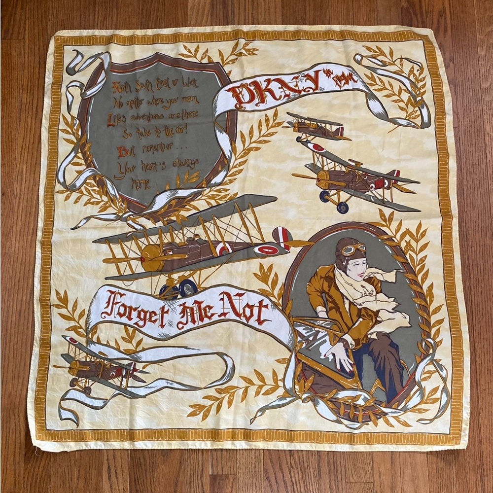 DKNY Vintage Aviator Scarf in Cream and Gold